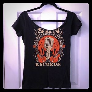 Steady Clothing Off Shoulder Black Sun Records Tee